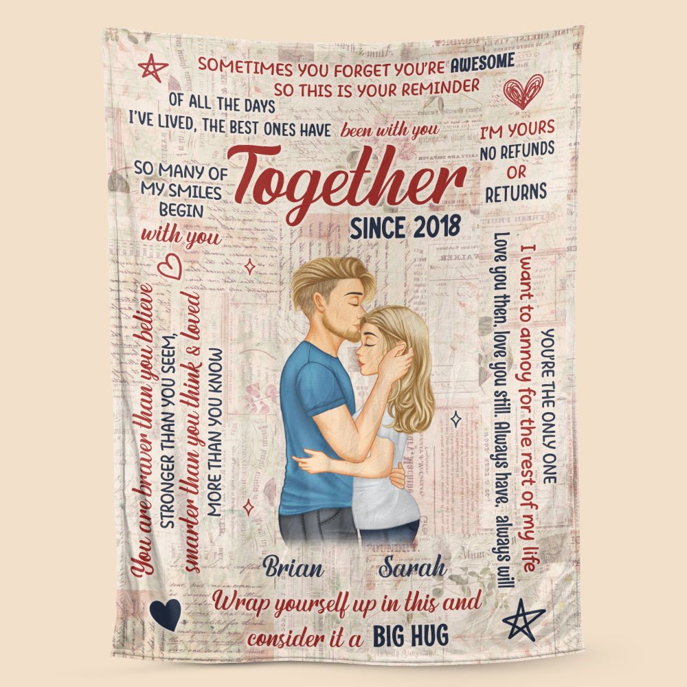 Together Since Kissing Couple - Personalized Blanket - Meaningful Gift For Valentine, For Couple - Giftago