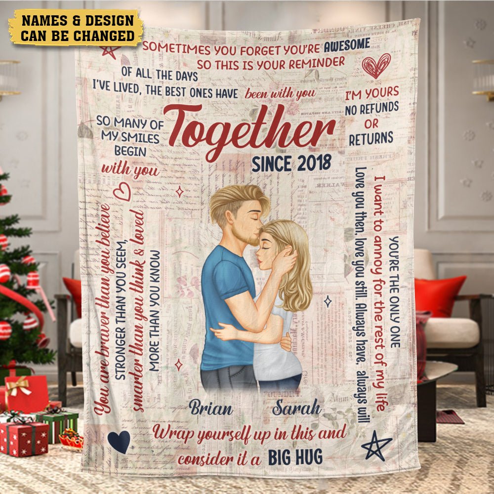 Together Since Kissing Couple - Personalized Blanket - Meaningful Gift For Valentine, For Couple - Giftago