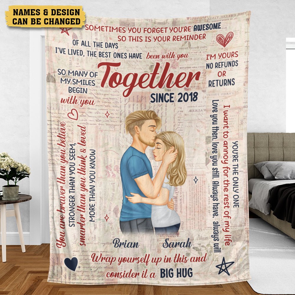 Together Since Kissing Couple - Personalized Blanket - Meaningful Gift For Valentine, For Couple - Giftago