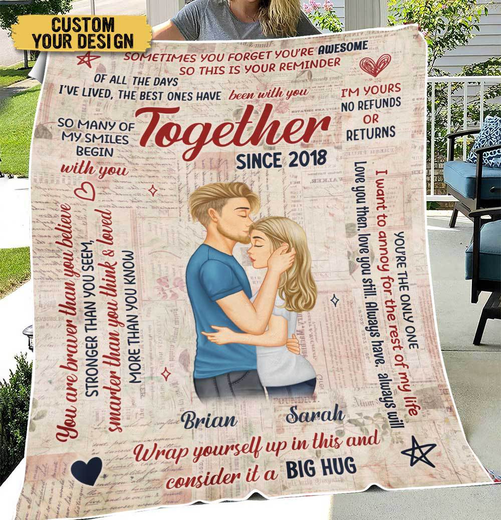 Together Since Kissing Couple - Personalized Blanket - Meaningful Gift For Valentine, For Couple - Giftago