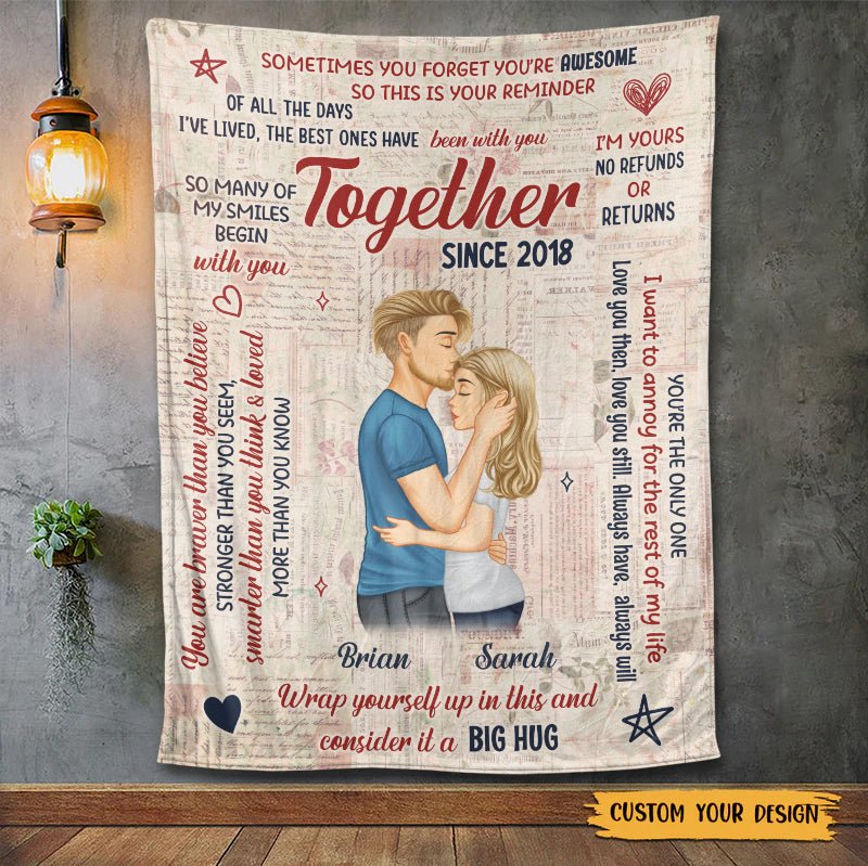 Together Since Kissing Couple - Personalized Blanket - Meaningful Gift For Valentine, For Couple - Giftago