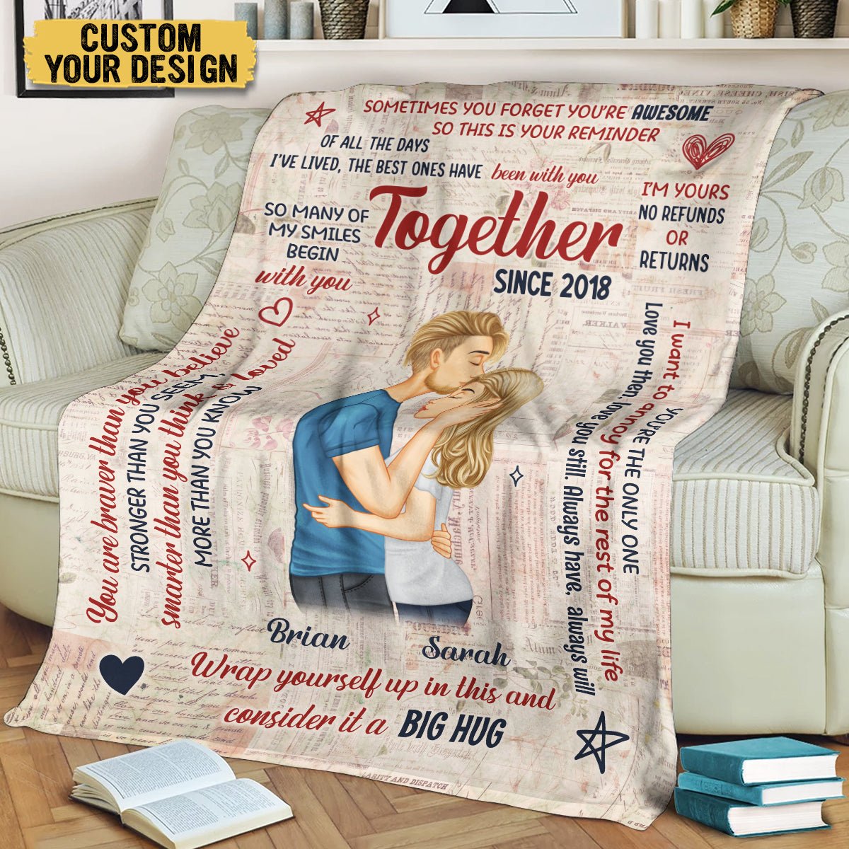 Together Since Kissing Couple - Personalized Blanket - Meaningful Gift For Valentine, For Couple - Giftago