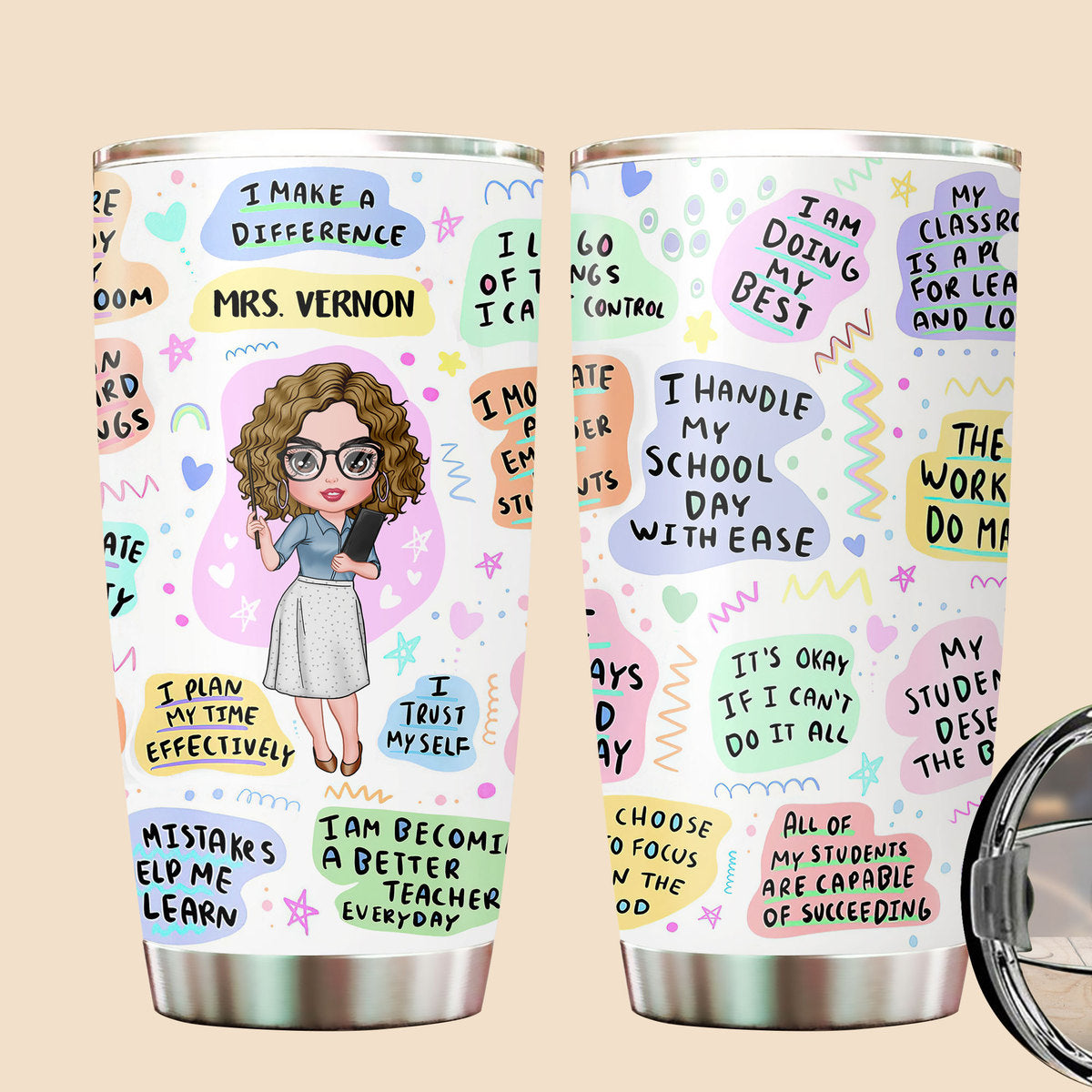 Teacher Daily Affirmations - Personalized Tumbler - Best Gift For Teacher - Giftago