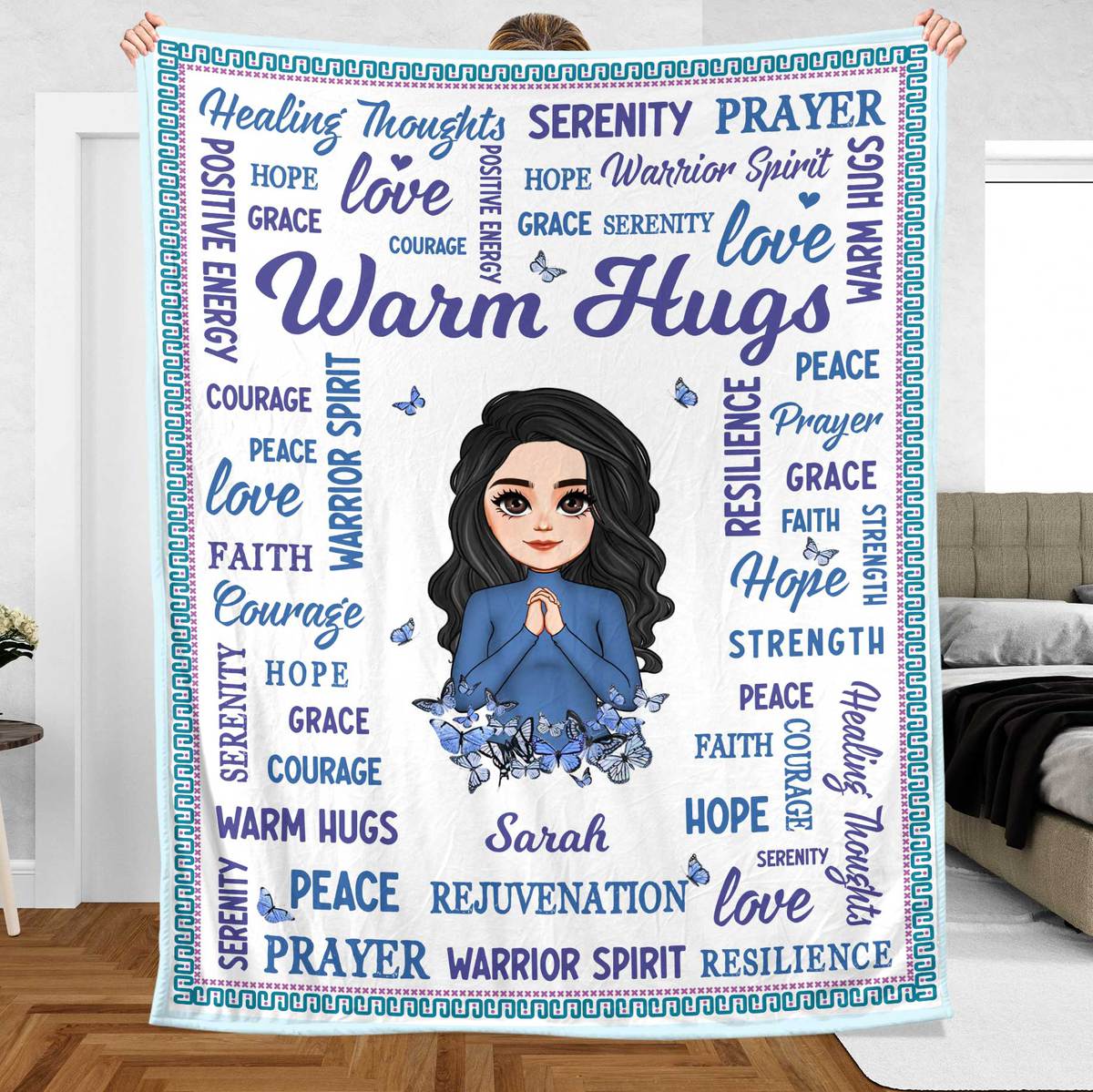 Warm Hugs (Chibi) - Personalized Blanket - Best Gift For Christmas, For Birthday - Giftago