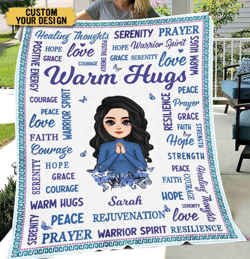 Warm Hugs (Chibi) - Personalized Blanket - Best Gift For Christmas, For Birthday - Giftago