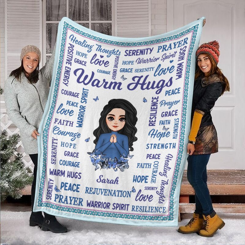 Warm Hugs (Chibi) - Personalized Blanket - Best Gift For Christmas, For Birthday - Giftago