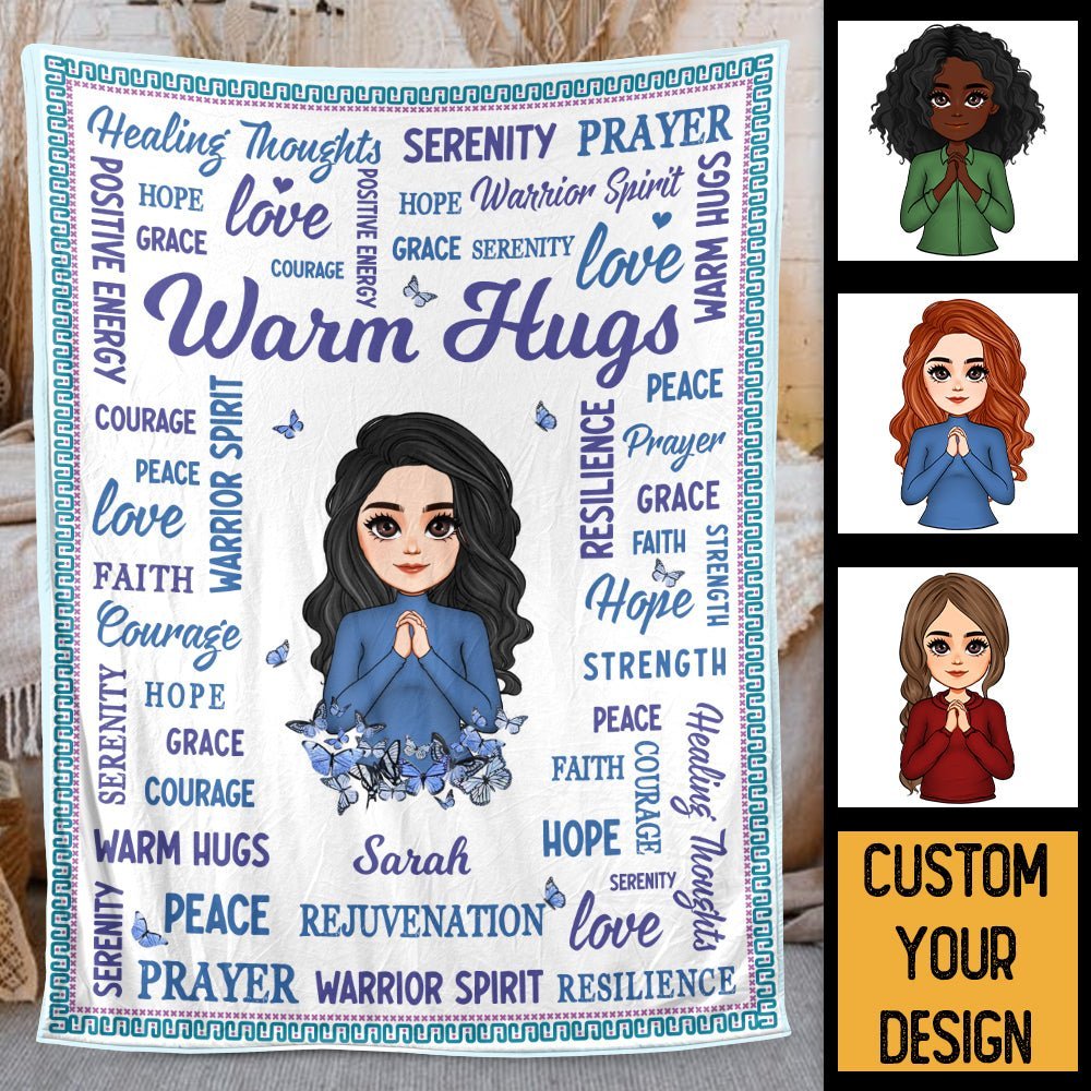 Warm Hugs (Chibi) - Personalized Blanket - Best Gift For Christmas, For Birthday - Giftago