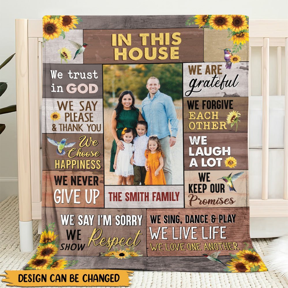 We Trust In God Family Photo - Personalized Blanket - Meaningful Gift For Christmas, For Birthday - Giftago