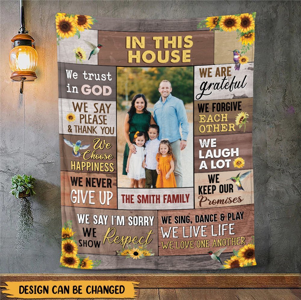 We Trust In God Family Photo - Personalized Blanket - Meaningful Gift For Christmas, For Birthday - Giftago
