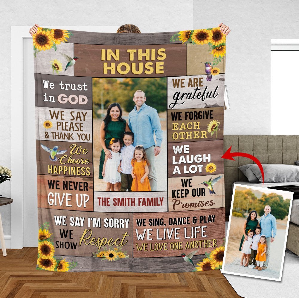 We Trust In God Family Photo - Personalized Blanket - Meaningful Gift For Christmas, For Birthday - Giftago