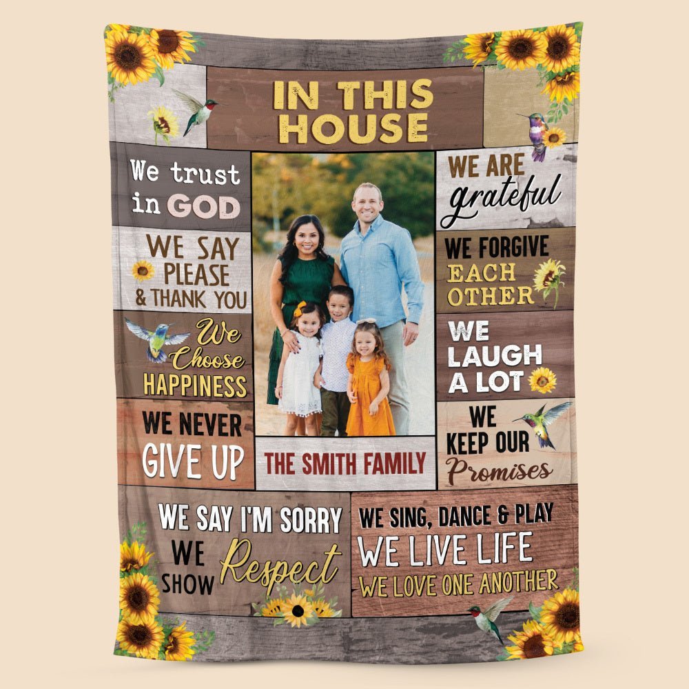 We Trust In God Family Photo - Personalized Blanket - Meaningful Gift For Christmas, For Birthday - Giftago
