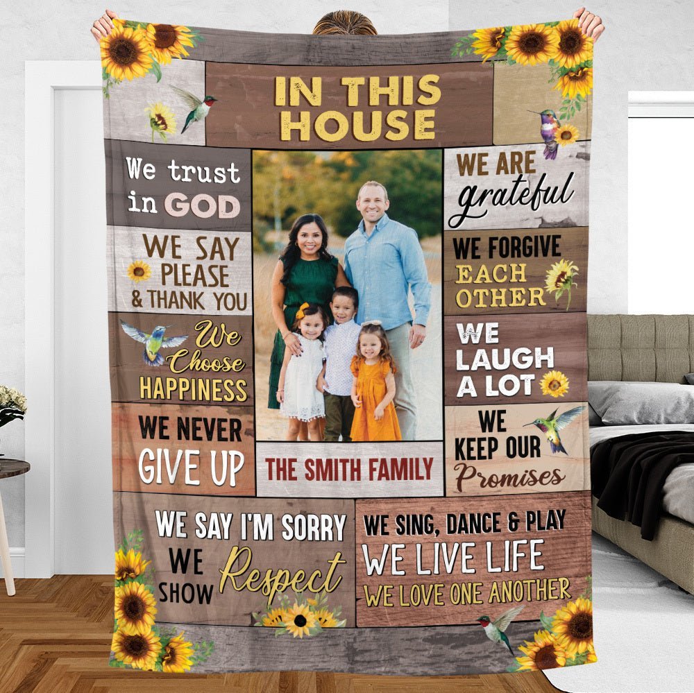 We Trust In God Family Photo - Personalized Blanket - Meaningful Gift For Christmas, For Birthday - Giftago