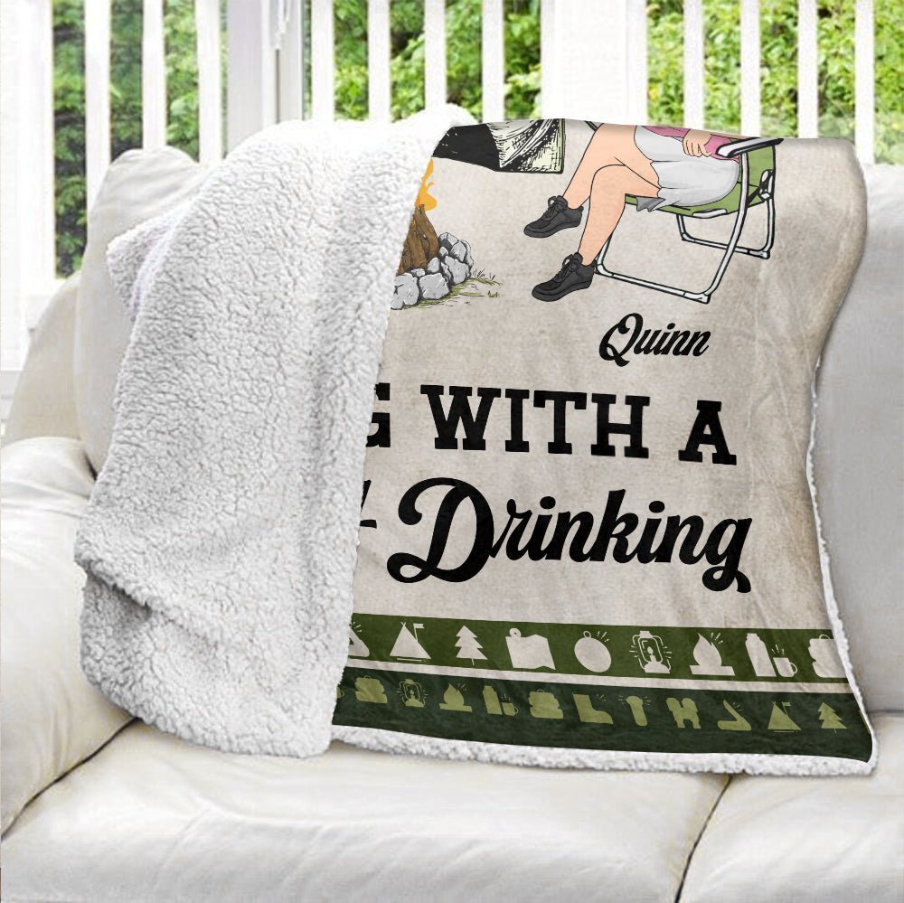 Weekend Forecast Camping With A Chance Of Drinking - Personalized Blanket - Giftago