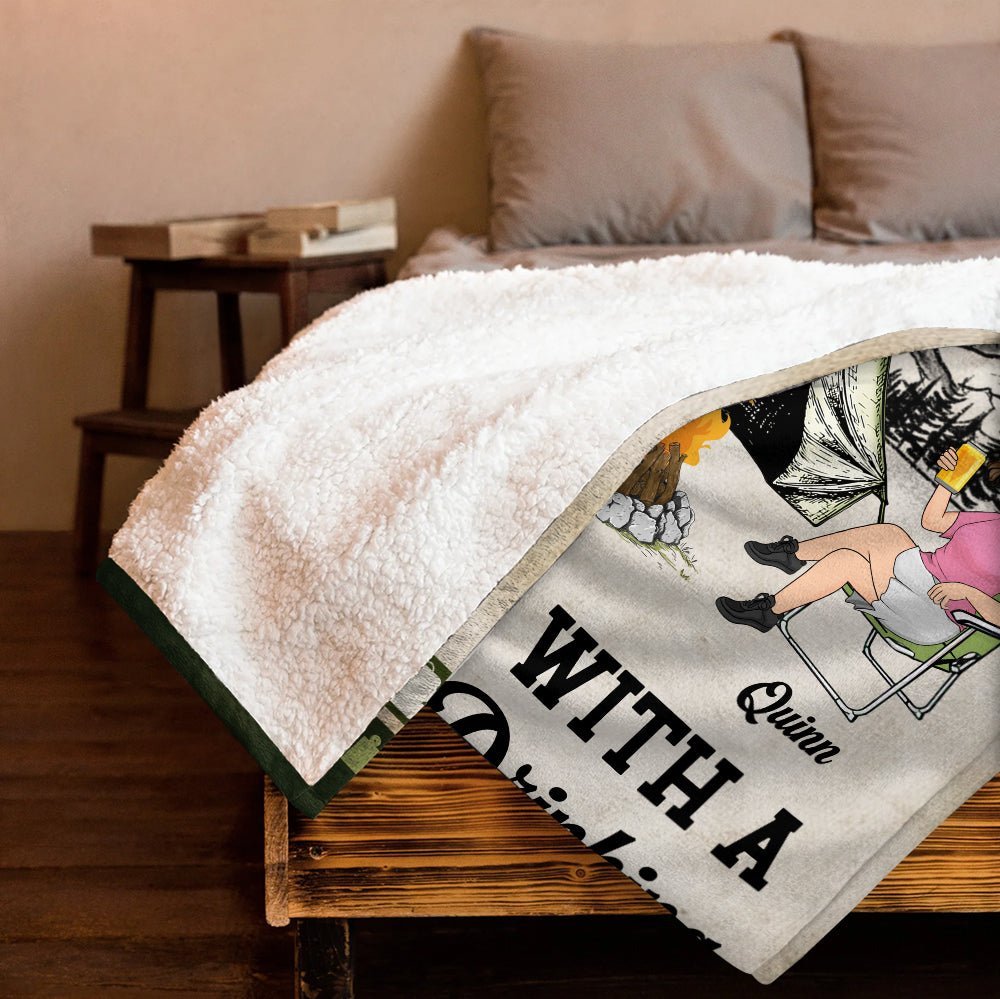 Weekend Forecast Camping With A Chance Of Drinking - Personalized Blanket - Giftago