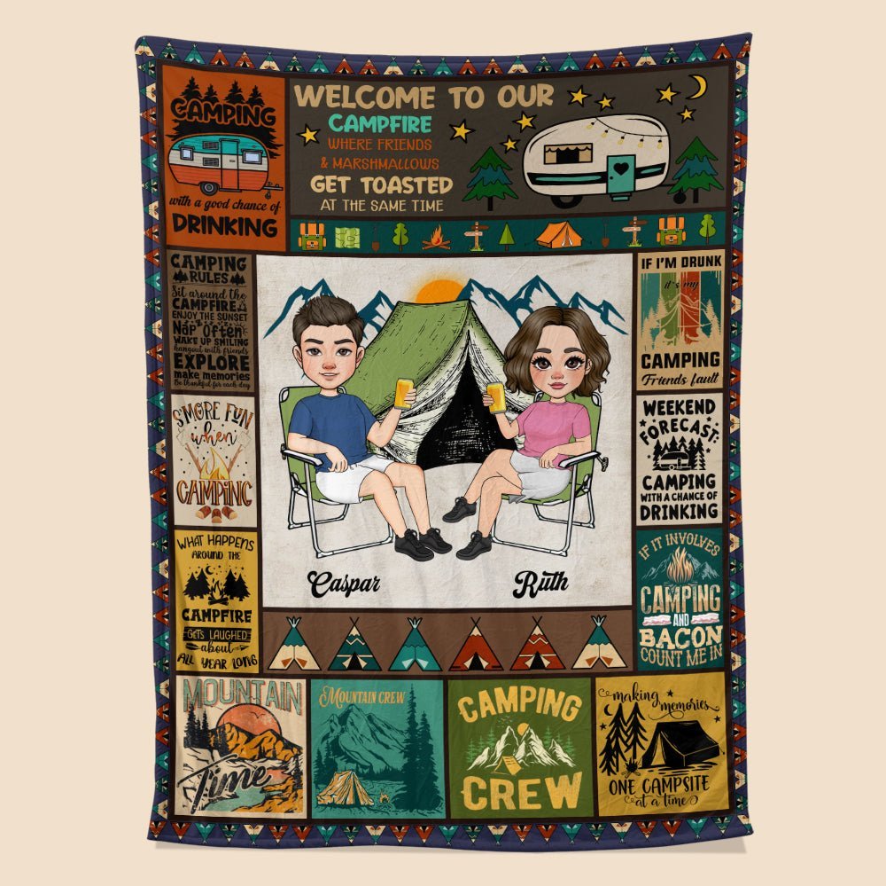 Welcome To Our Campfire Blanket - Personalized Blanket - Giftago