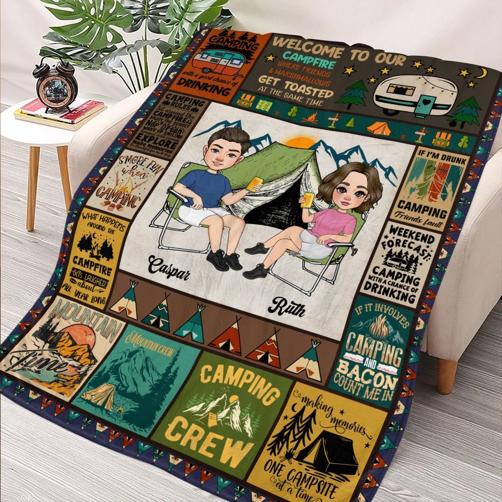 Welcome To Our Campfire Blanket - Personalized Blanket - Giftago