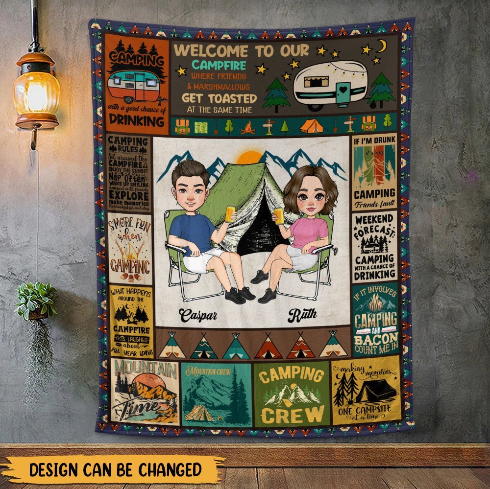 Welcome To Our Campfire Blanket - Personalized Blanket - Giftago