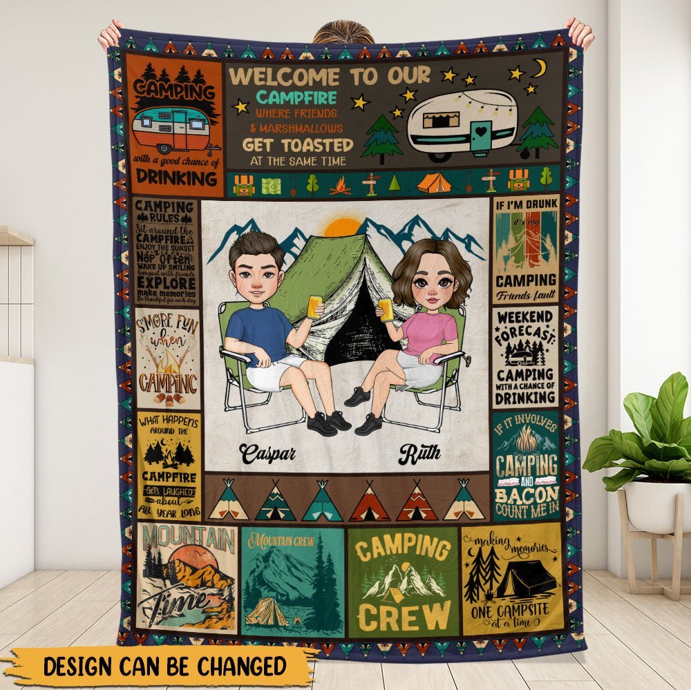 Welcome To Our Campfire Blanket - Personalized Blanket - Giftago