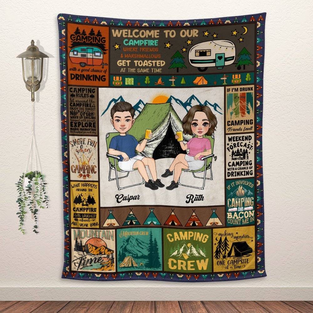 Welcome To Our Campfire Blanket - Personalized Blanket - Giftago