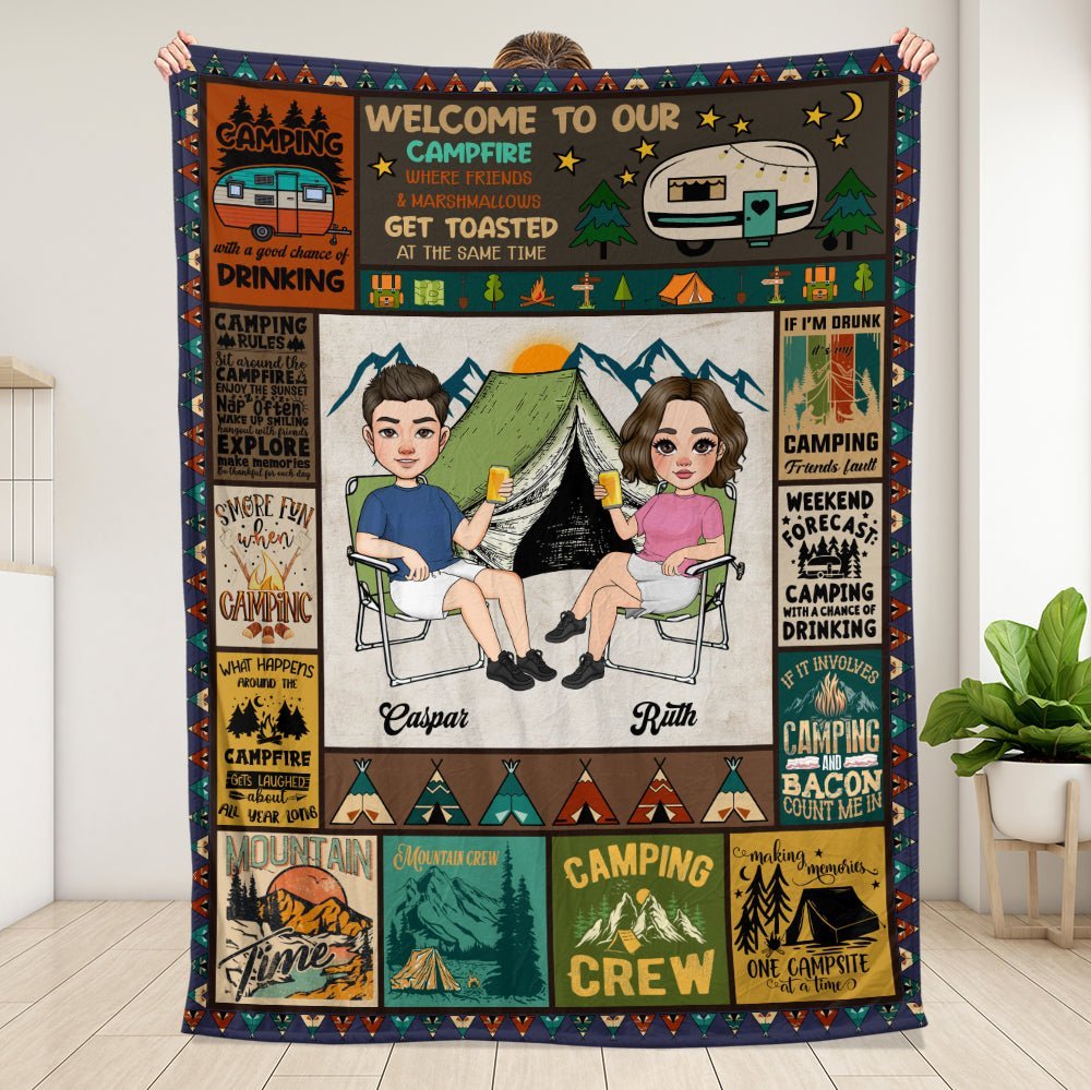 Welcome To Our Campfire Blanket - Personalized Blanket - Giftago