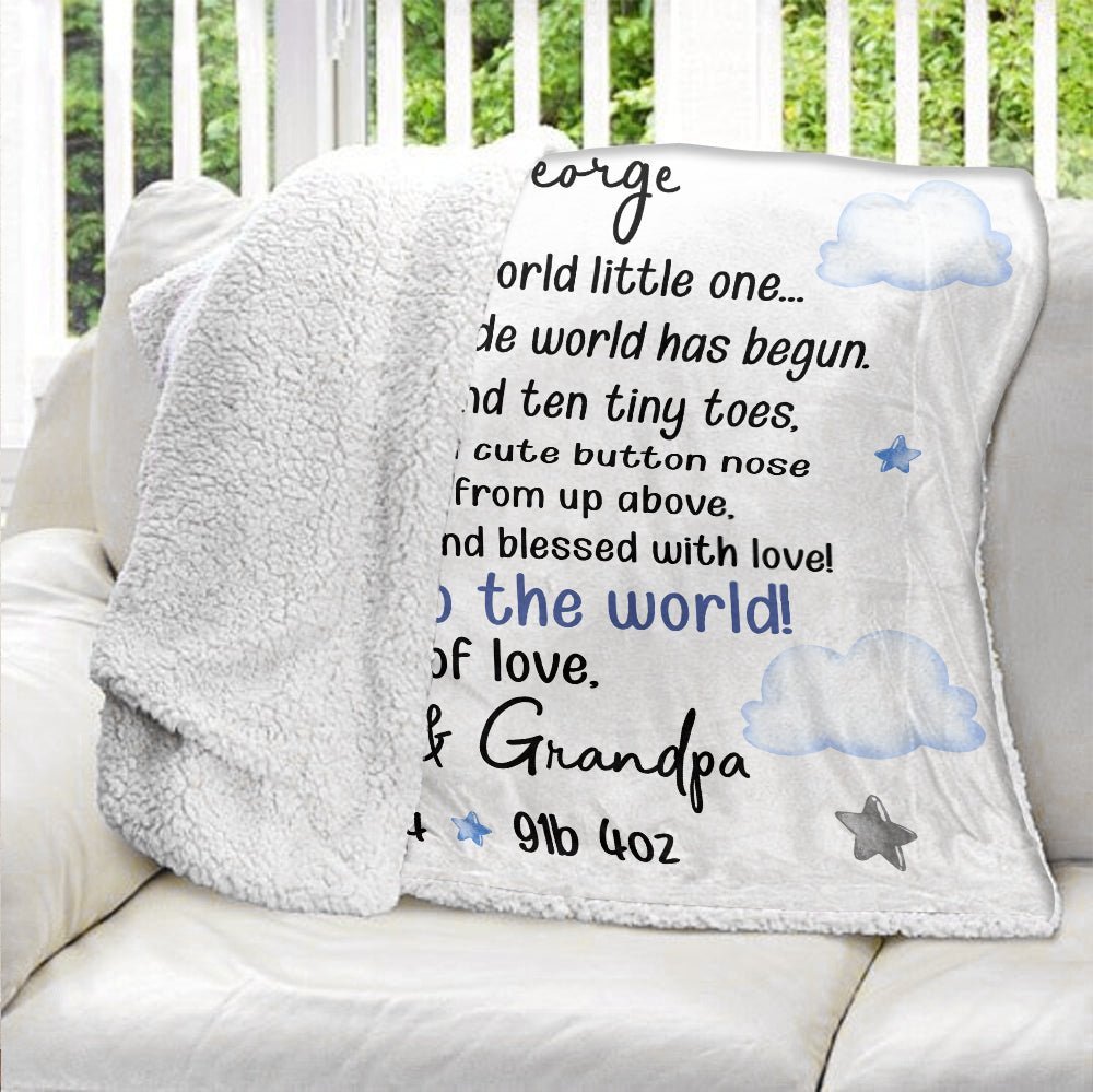 Welcome To The World Baby Blanket - Personalized Blanket - Giftago