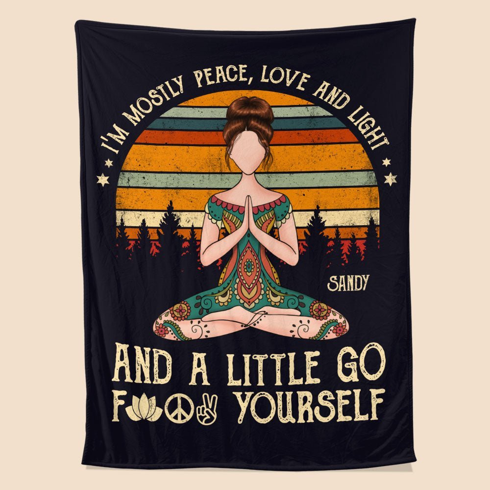Yoga I'm Mostly Peace Love and Light Blanket - Personalized Blanket