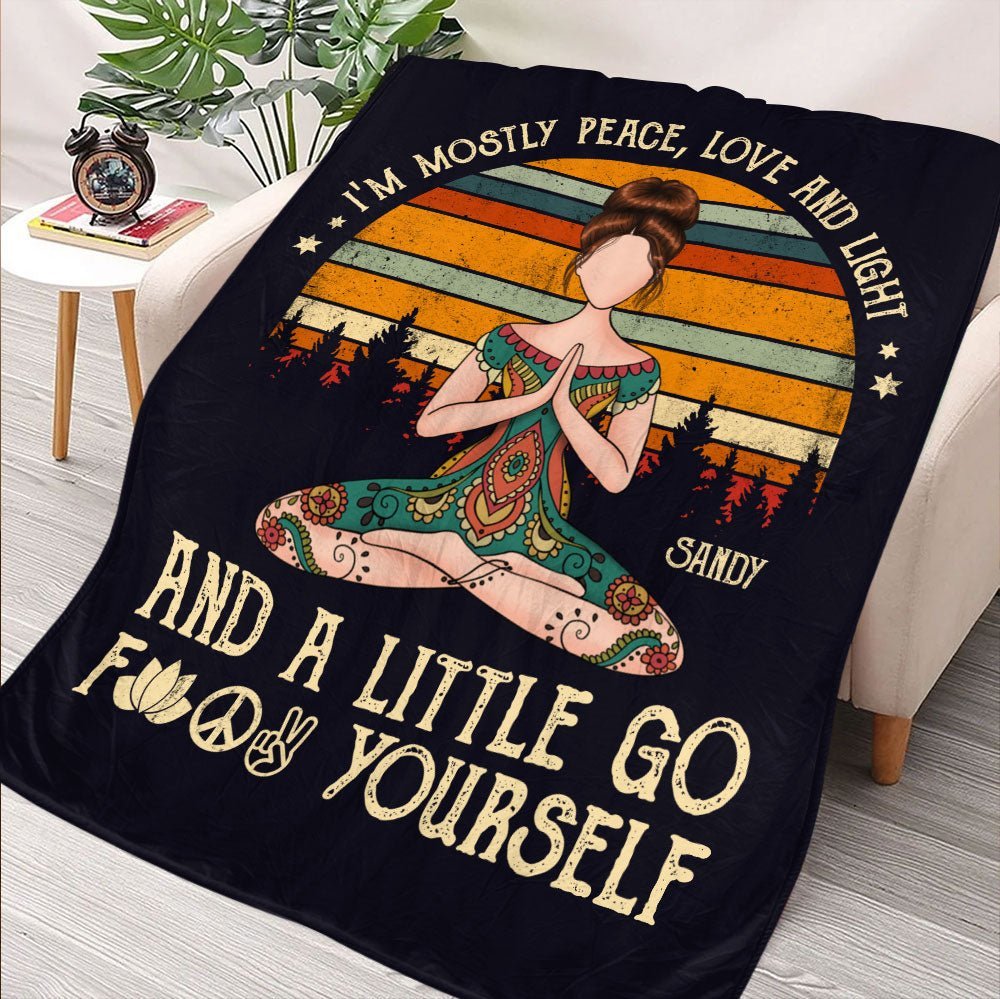 Yoga I'm Mostly Peace Love and Light Blanket - Personalized Blanket