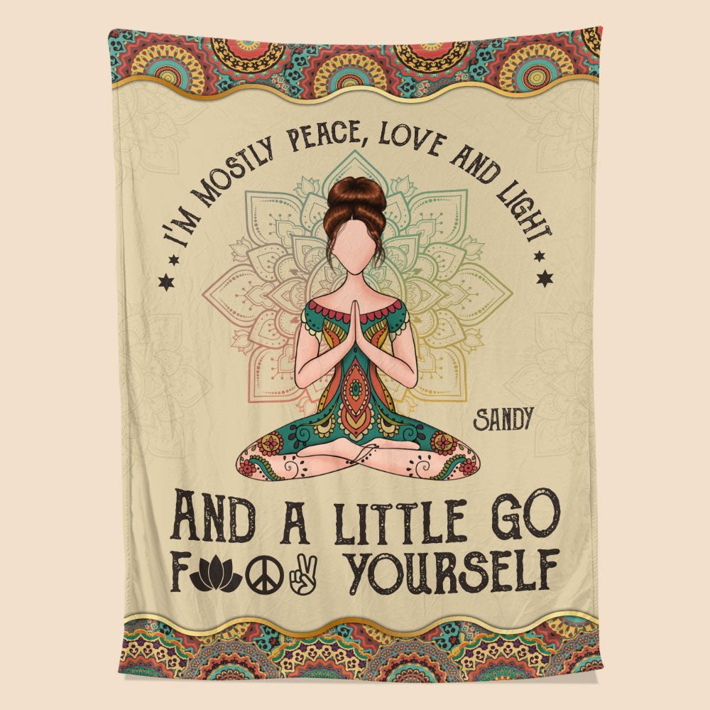 Yoga I'm Mostly Peace Love Blanket - Personalized Blanket