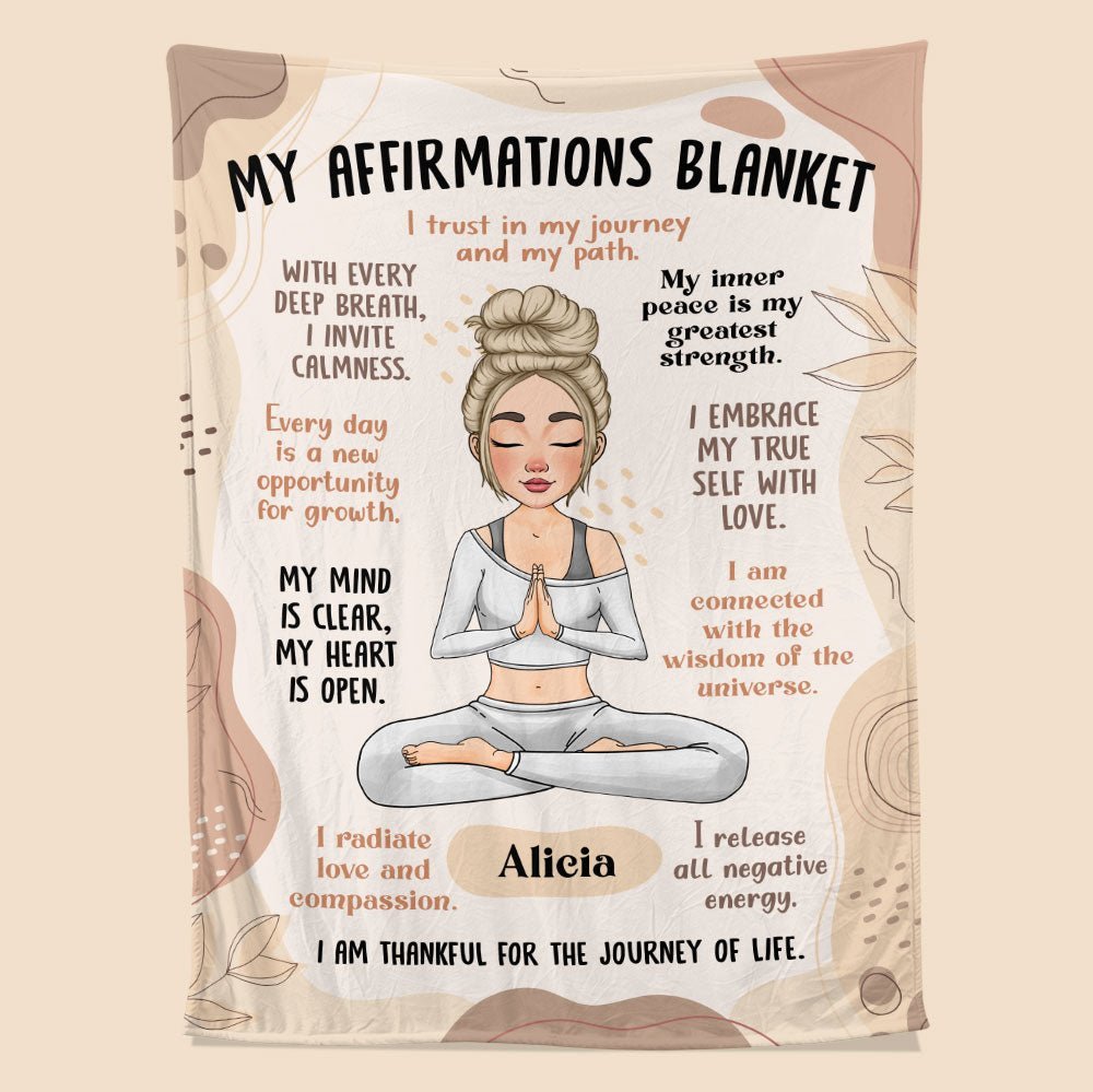 Yoga Meditation Affirmation - Personalized Blanket - Giftago