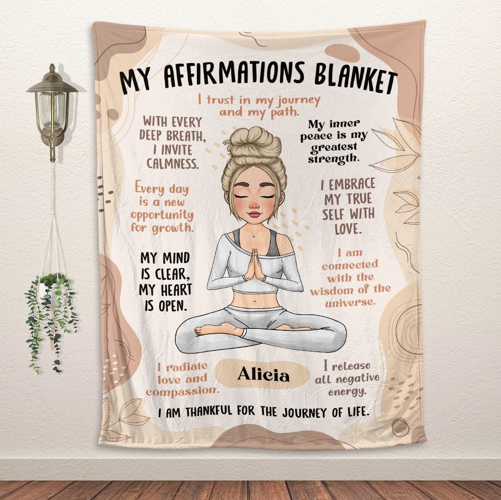 Yoga Meditation Affirmation - Personalized Blanket - Giftago