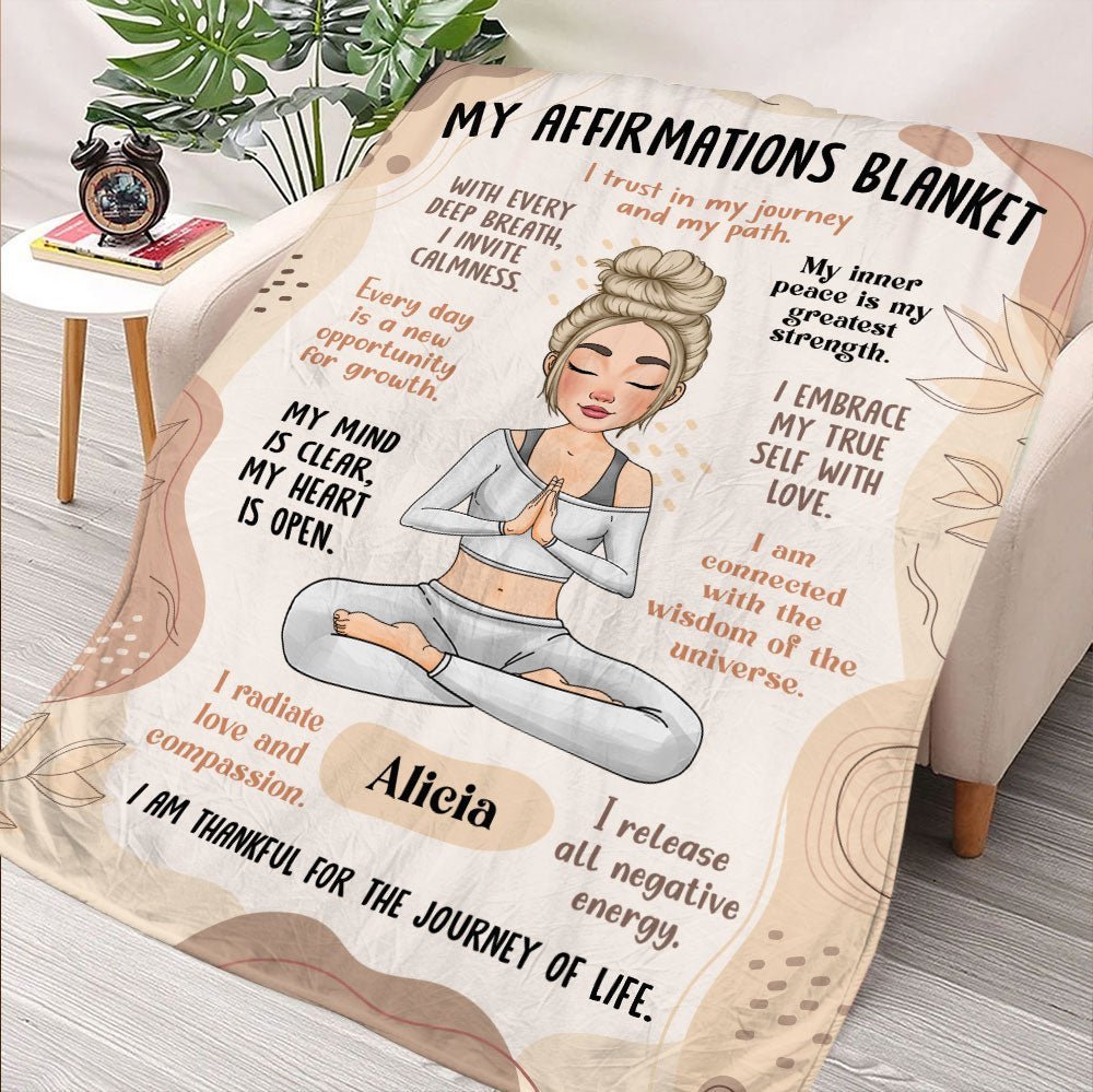 Yoga Meditation Affirmation - Personalized Blanket - Giftago