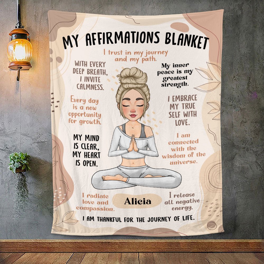 Yoga Meditation Affirmation - Personalized Blanket - Giftago