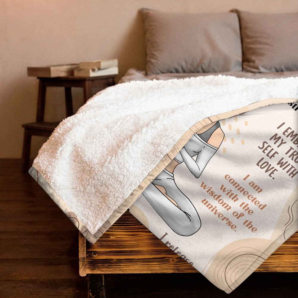 Yoga Meditation Affirmation - Personalized Blanket - Giftago