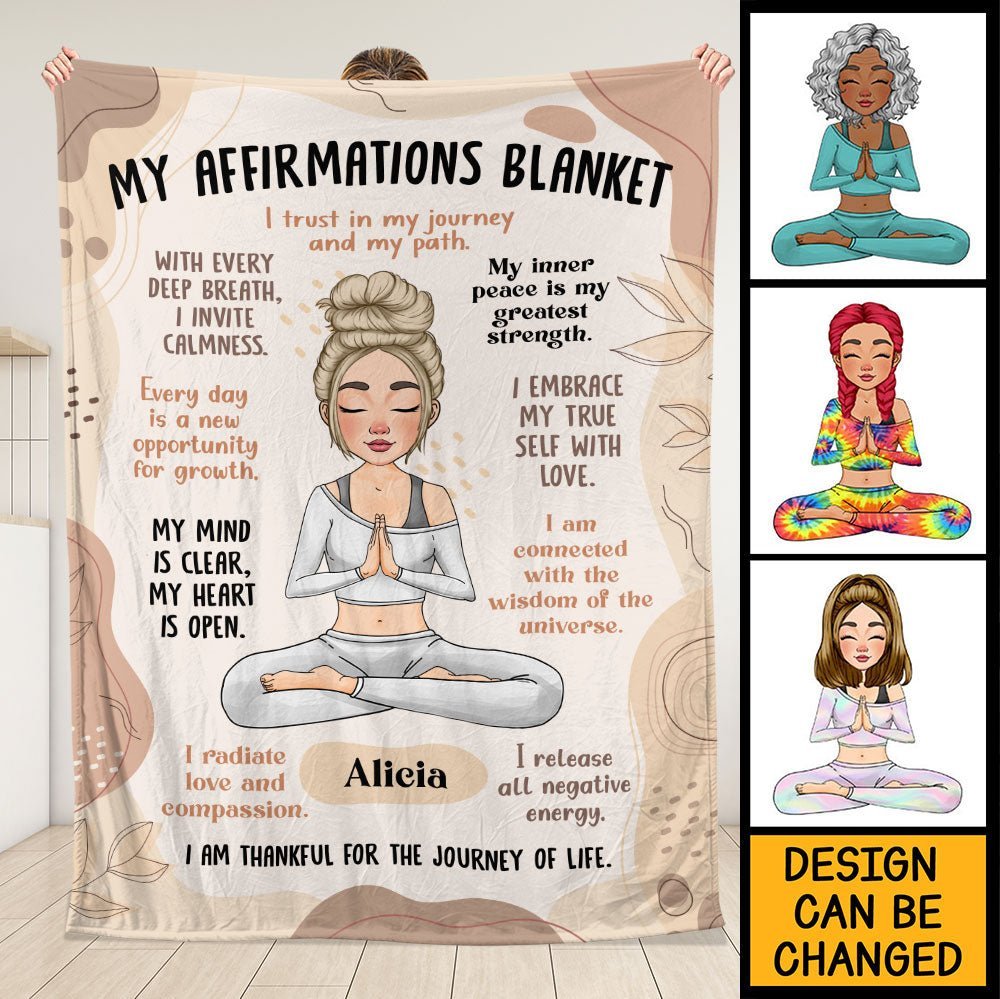 Yoga Meditation Affirmation - Personalized Blanket - Giftago