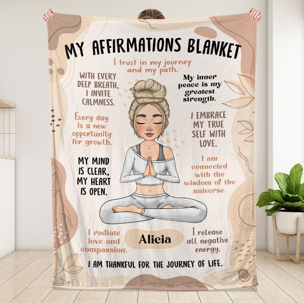 Yoga Meditation Affirmation - Personalized Blanket - Giftago