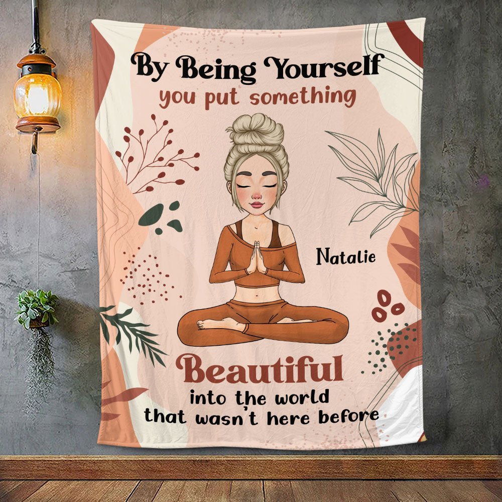 Yoga Meditation Being Yourself Blanket - Personalized Blanket - Giftago