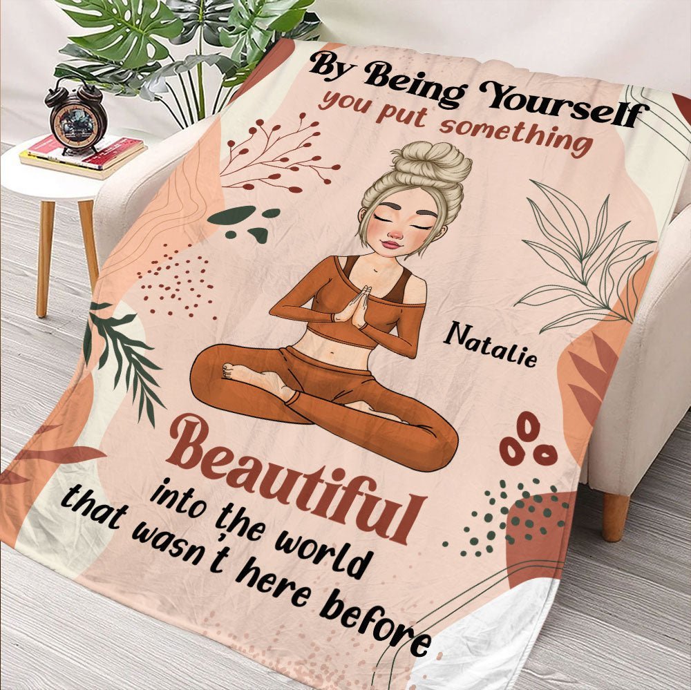 Yoga Meditation Being Yourself Blanket - Personalized Blanket - Giftago