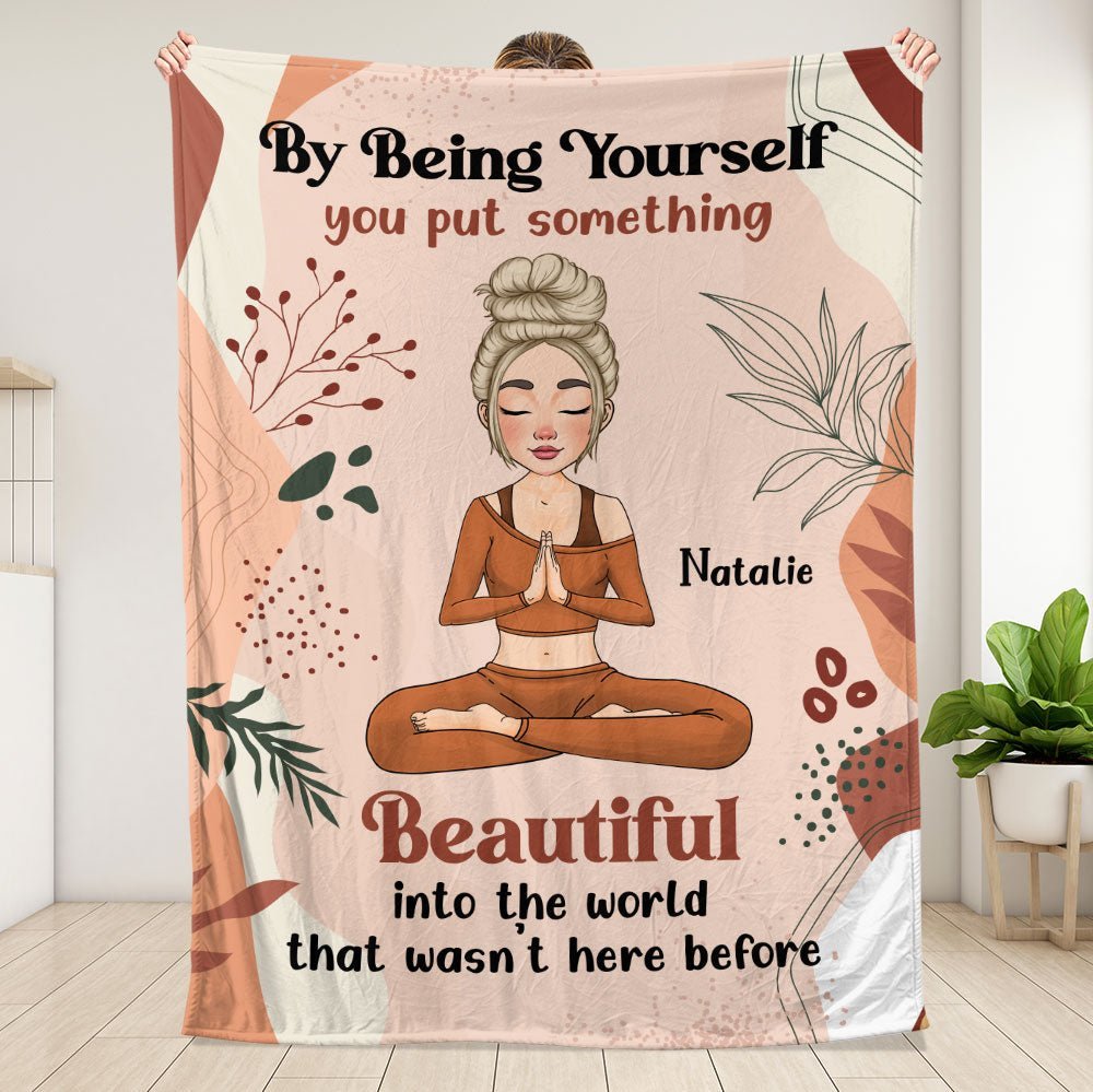 Yoga Meditation Being Yourself Blanket - Personalized Blanket - Giftago