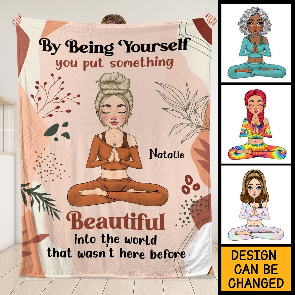 Yoga Meditation Being Yourself Blanket - Personalized Blanket - Giftago