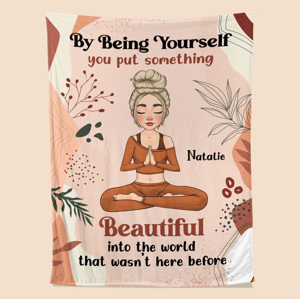 Yoga Meditation Being Yourself Blanket - Personalized Blanket - Giftago