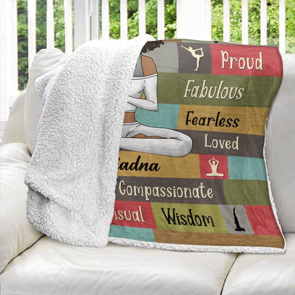 Yoga Meditation I Am Strong Affirmations - Personalized Blanket - Giftago