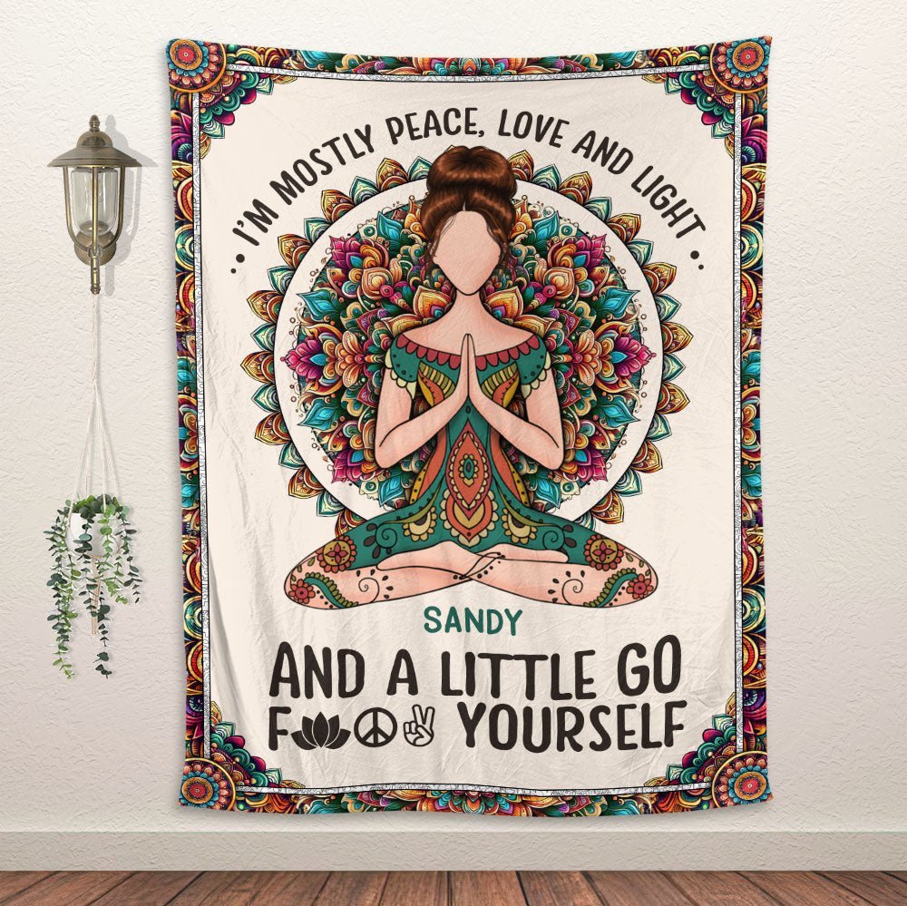 Yoga Meditation Love And Light Blanket - Personalized Blanket