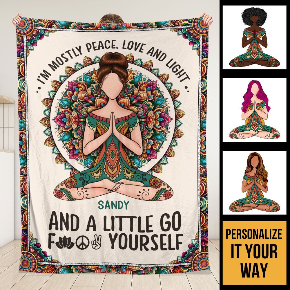Yoga Meditation Love And Light Blanket - Personalized Blanket