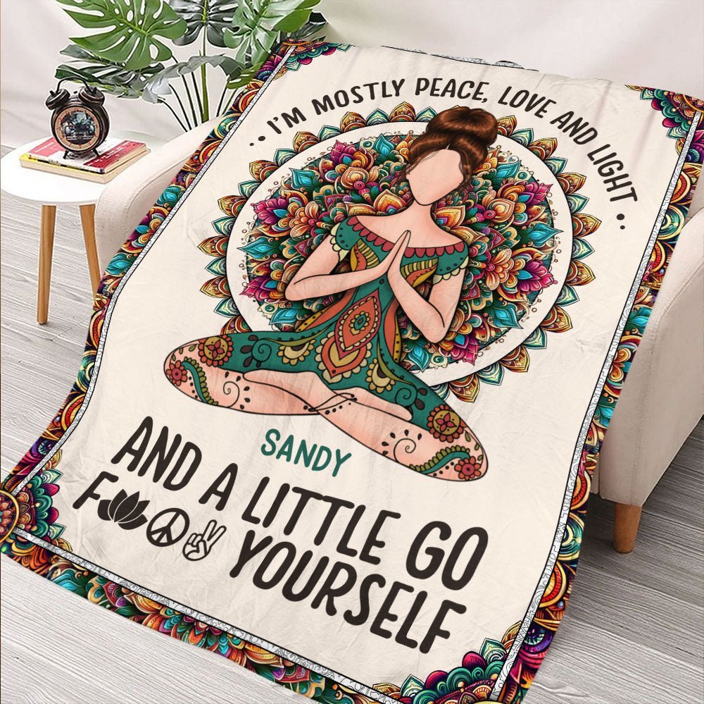 Yoga Meditation Love And Light Blanket - Personalized Blanket