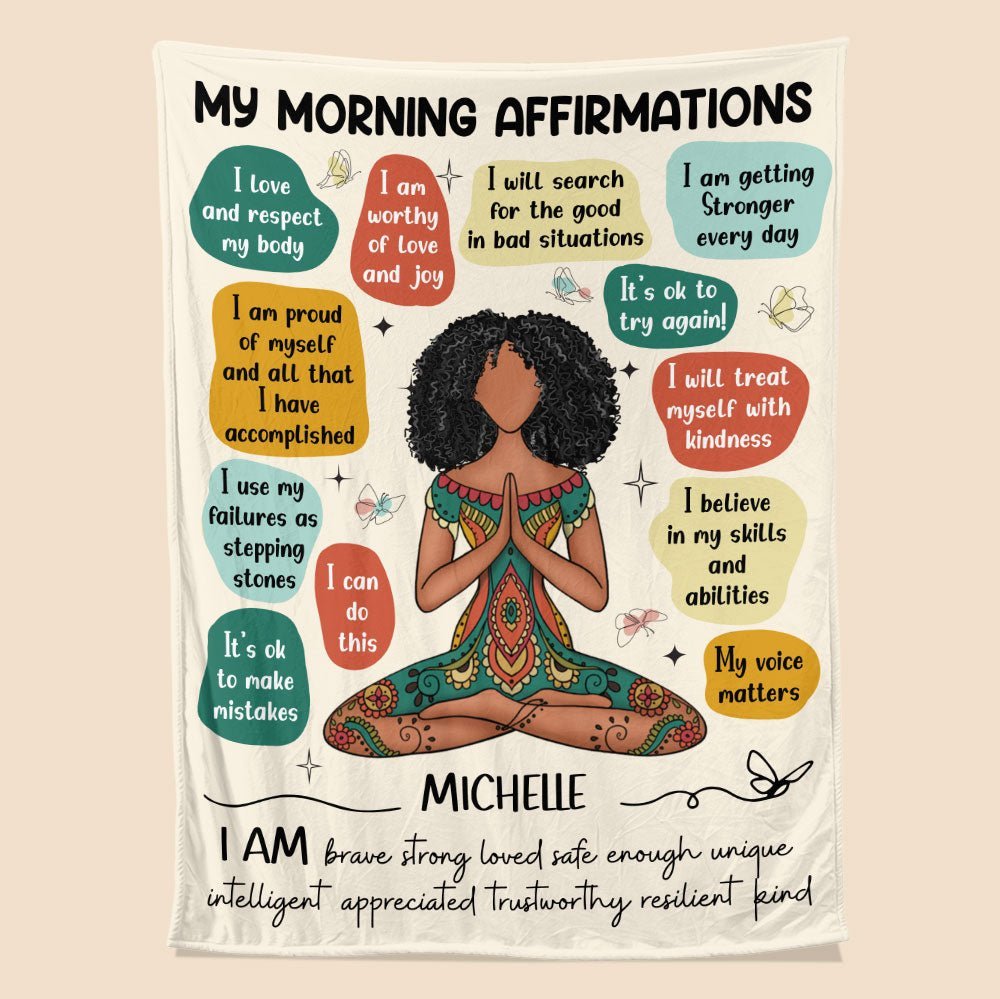 Yoga Morning Affirmations Blanket - Personalized Blanket