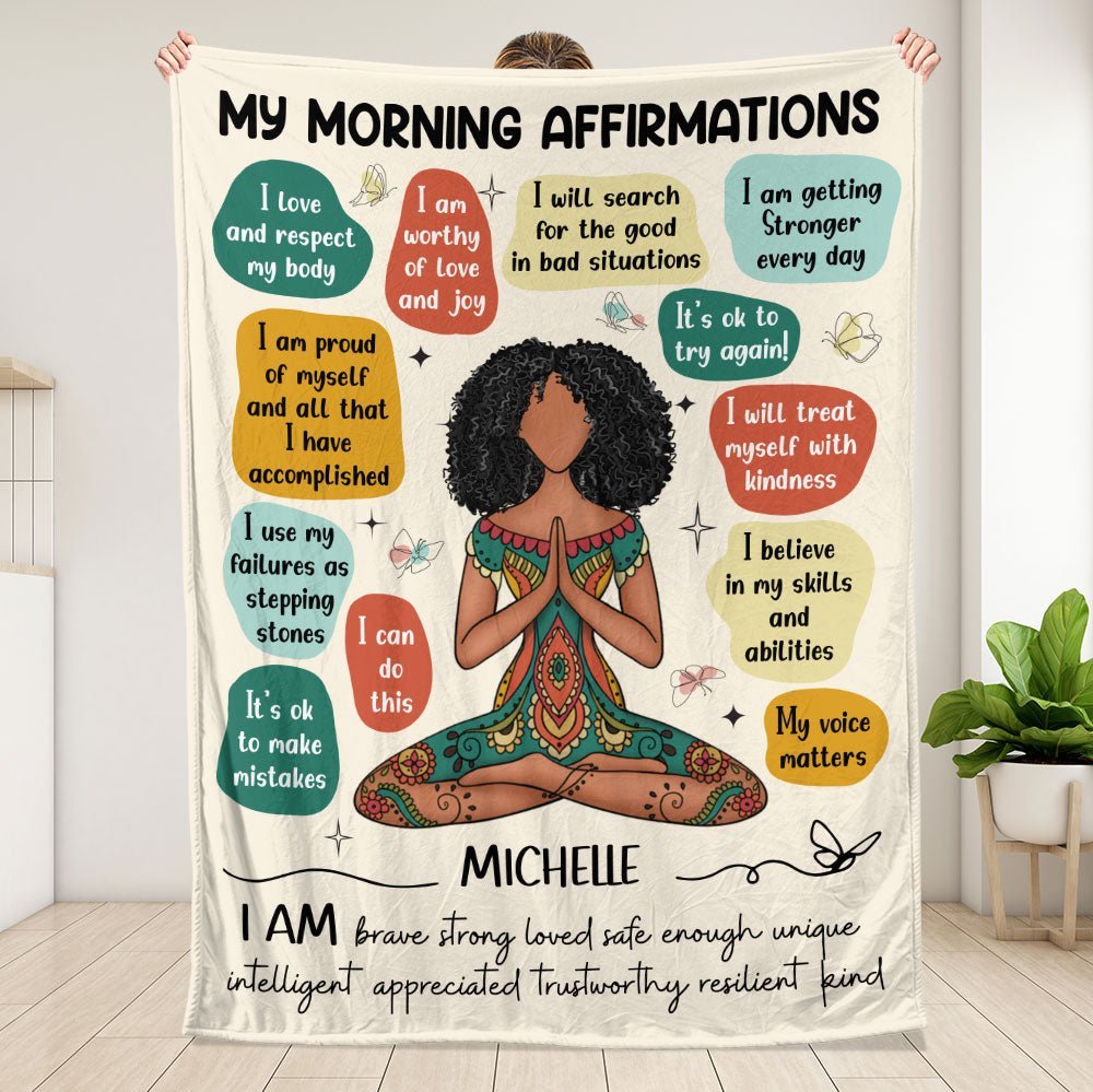 Yoga Morning Affirmations Blanket - Personalized Blanket