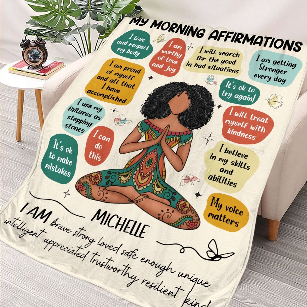 Yoga Morning Affirmations Blanket - Personalized Blanket