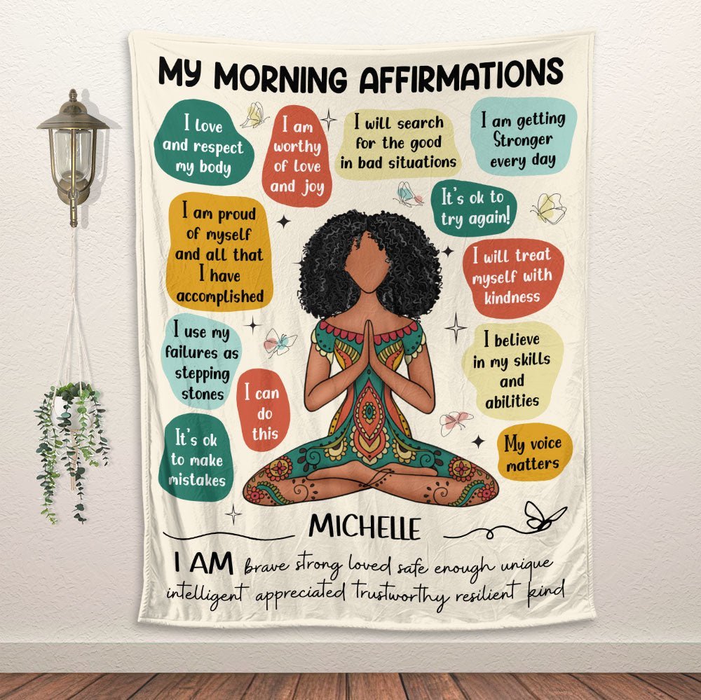 Yoga Morning Affirmations Blanket - Personalized Blanket