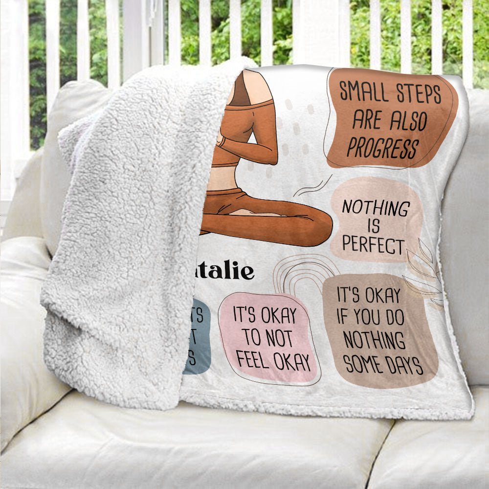Yoga My Mental Health Matters Blanket - Personalized Blanket - Giftago