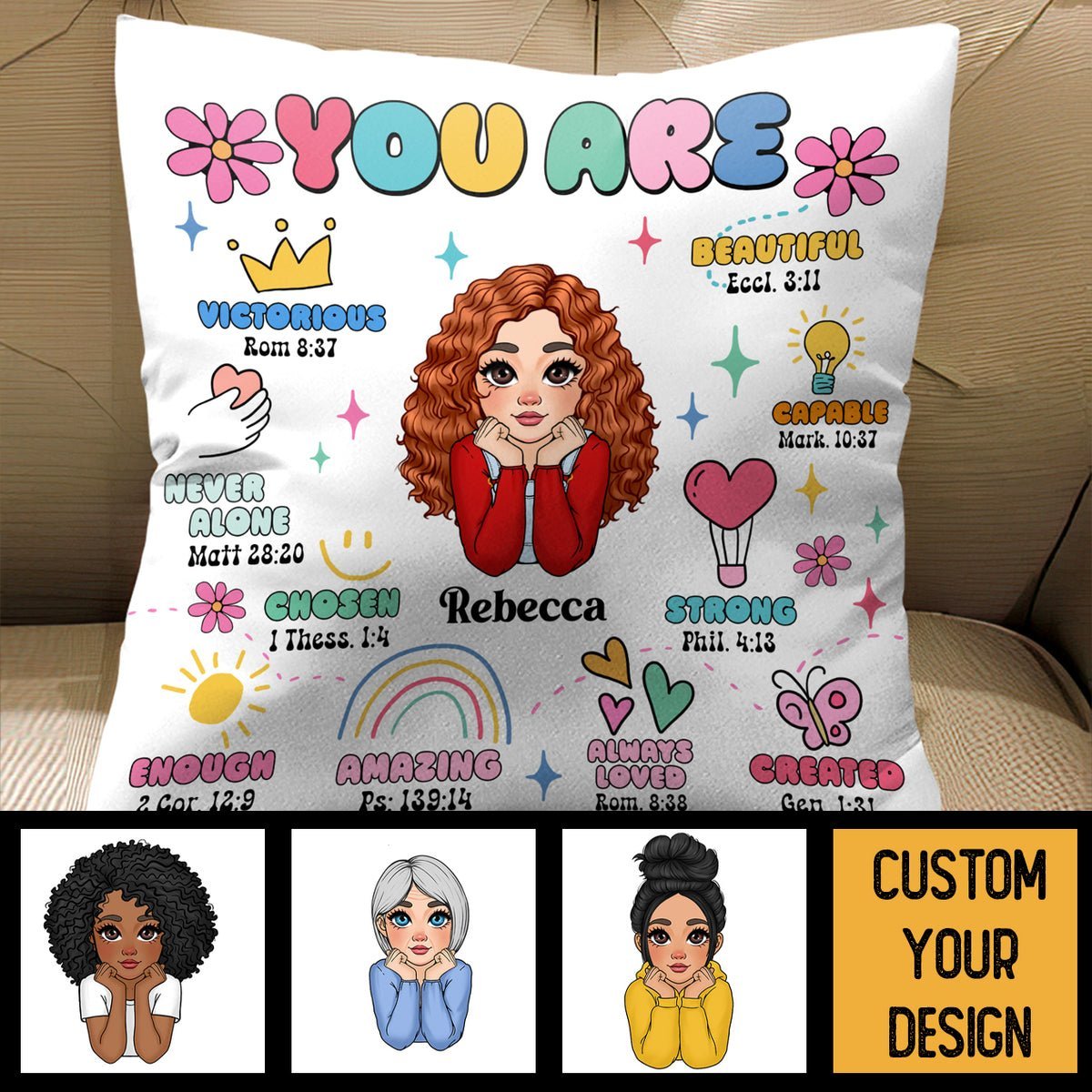 You Are Beautiful Cute Flower - Personalized Pillow - Best Gift For Mother, Daughter, Sister, Friend, Wife - Giftago